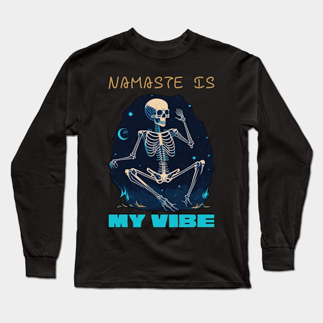 Cute Skeleton Yoga Long Sleeve T-Shirt by masterpiecesai